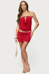 Giana Iridescent Strapless Cowl Neck Top