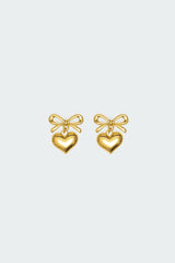 Bow Heart Charm Earrings