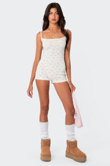 Ditsy Open Back Tie Romper