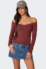 Nattie Off Shoulder V Neck Top