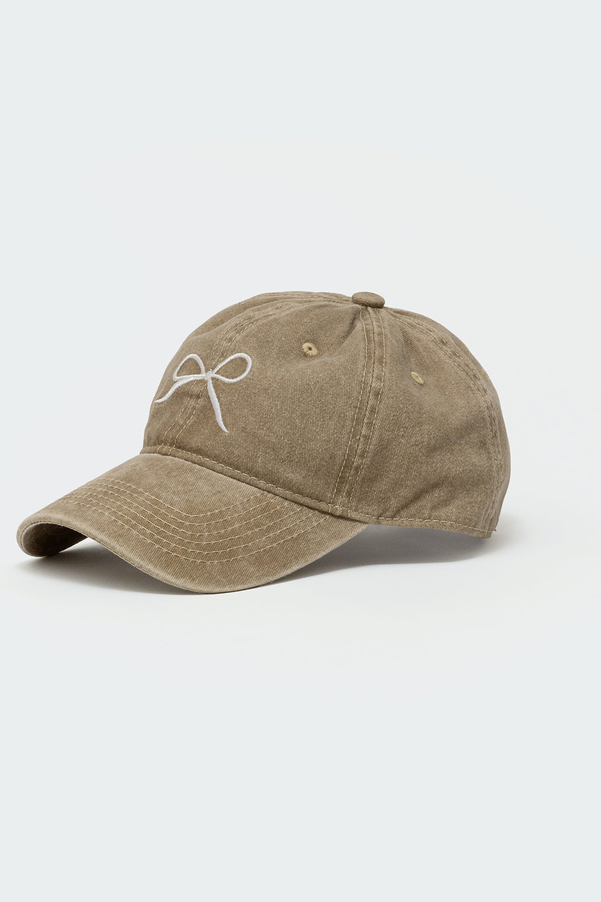 Embroidered Bow Washed Baseball Cap
