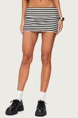 Rylan Striped Fold Over Mini Skort