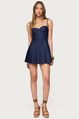 Rudy Pleated Denim Mini Dress