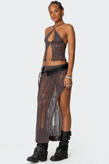 Jaynie Distressed Knit Maxi Skirt