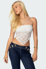 Sheer Lace Handkerchief Top