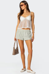 Sheer Lacey Babydoll Tank Top
