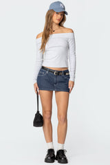 Neria Pinstripe Denim Micro Skort