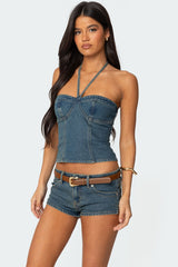 Jagger Denim Halter Top