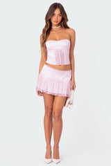 Lex Satin Effect & Lace Ruffle Mini Skirt