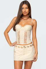 Avena Linen Look Lacey Corset