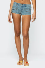 Cargo Pockets Denim Micro Shorts