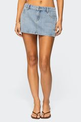 Lace Hearts Denim Mini Skirt