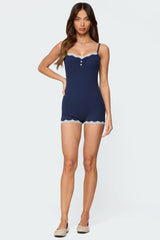 Juni Henley Ribbed Romper