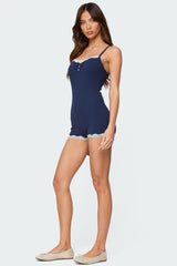 Juni Henley Ribbed Romper