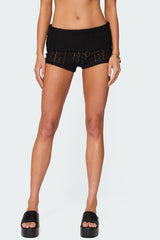 Rye Sheer Textured Fold Over Shorts