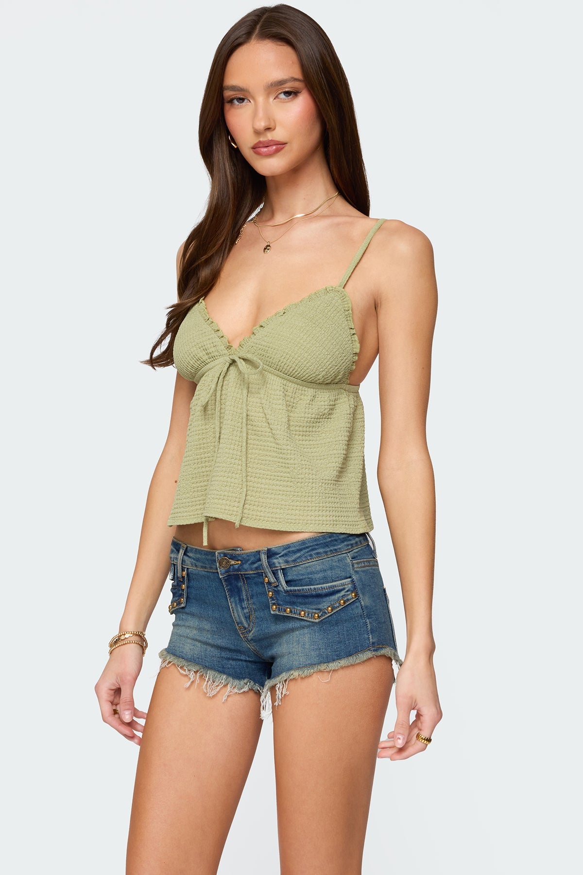 Brianne Textured Babydoll Tank Top