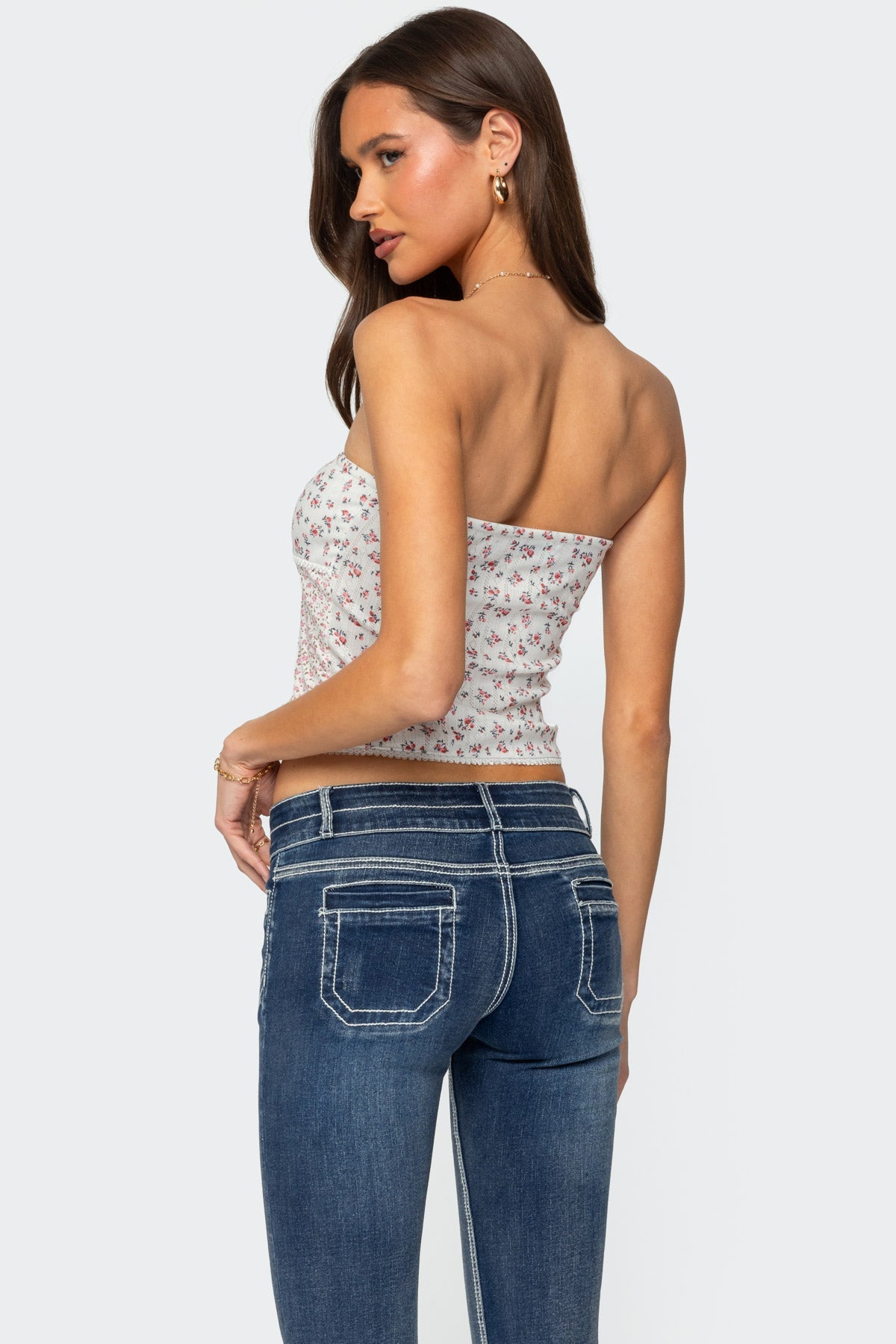 Mixed Floral Pointelle Tube Top