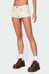 Hearts Low Rise Micro Denim Shorts