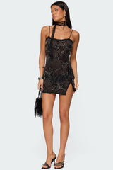 Romey Beaded Chiffon Mini Dress