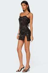 Romey Beaded Chiffon Mini Dress