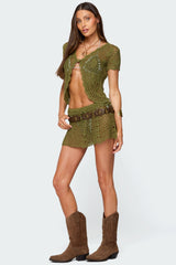 Mabelle Crochet Split Front Top