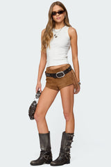 Sapir Fringe Faux Suede Shorts