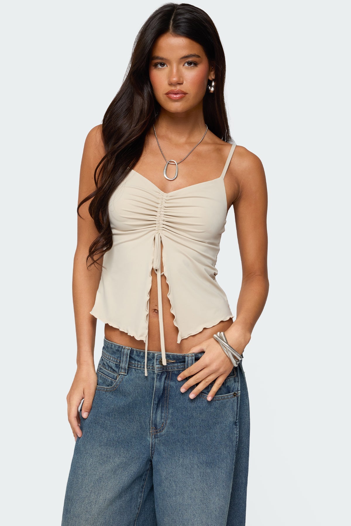 Landon Drawstring Split Front Top