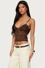 Sheer Lace Cut Out Tank Top
