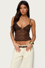 Sheer Lace Cut Out Tank Top