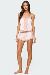 Clair Ruffle Lacey Satin Effect Shorts