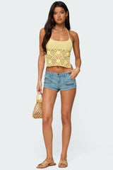 Miel Crochet Backless Halter Top