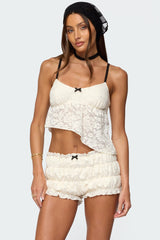 Este Asymmetric Textured Lace Top