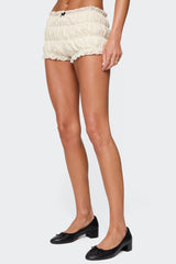 Este Textured Lace Scrunch Shorts