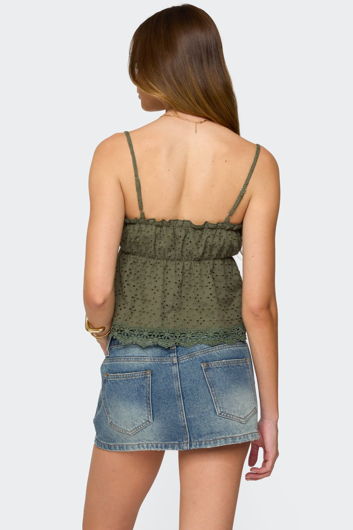 Orian Eyelet Babydoll Tank Top