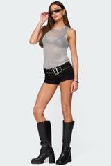 Amalya Shiny Sheer Knit Top