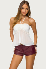 Sheer Chiffon Babydoll Halter Top
