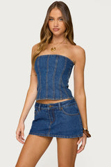 Camelia Strapless Denim Corset