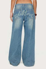 Graphic Vintage Washed Low Rise Jeans