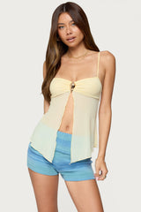 Reeve Split Front Sheer Mesh Top