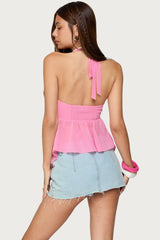 Sequin Chiffon Split Front Top