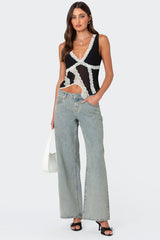 Chiffon & Lace Sheer Asymmetric Top