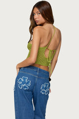 Daley Asymmetric One Shoulder Crochet Top