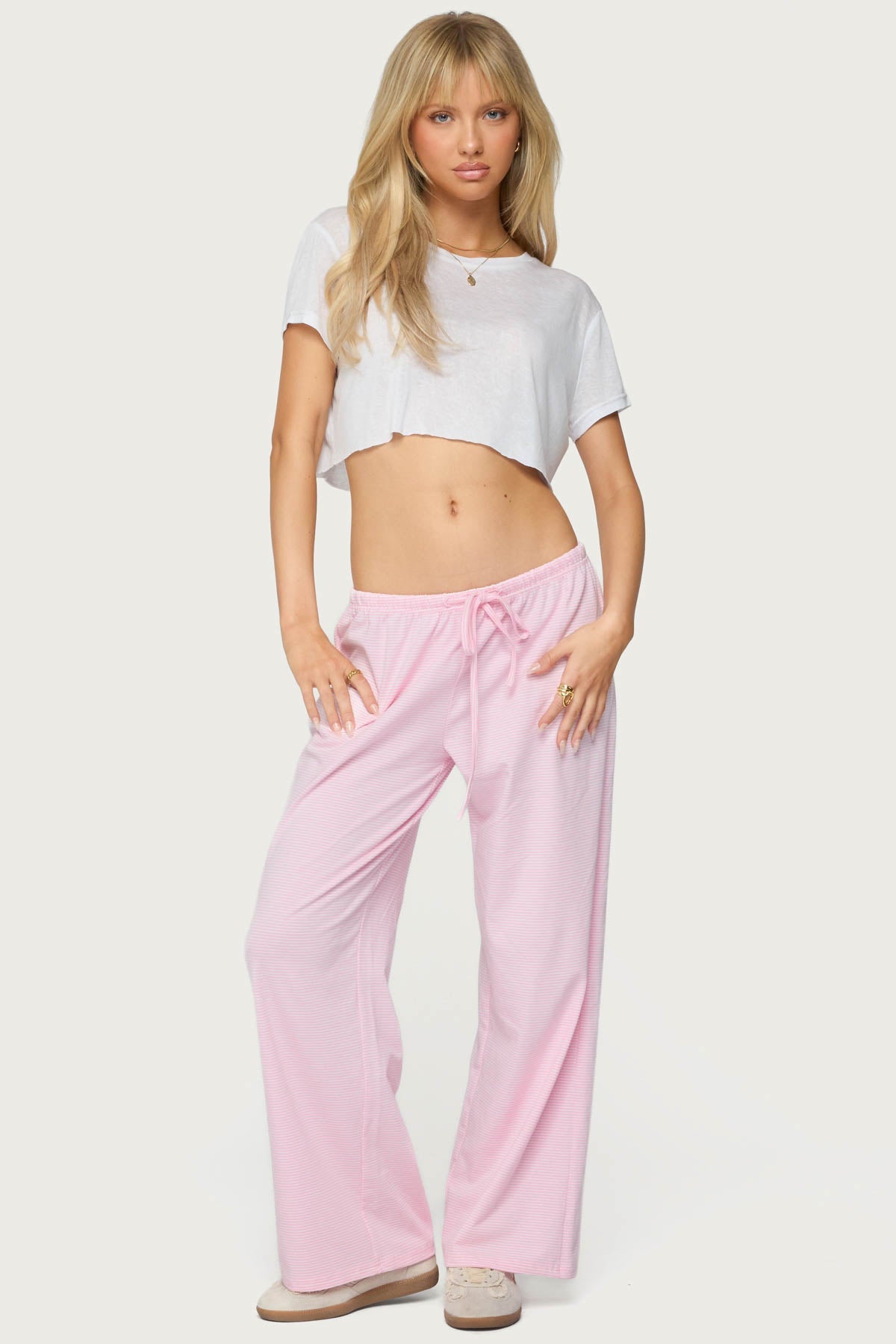 Petite Olivia Striped Loose Fit Pants