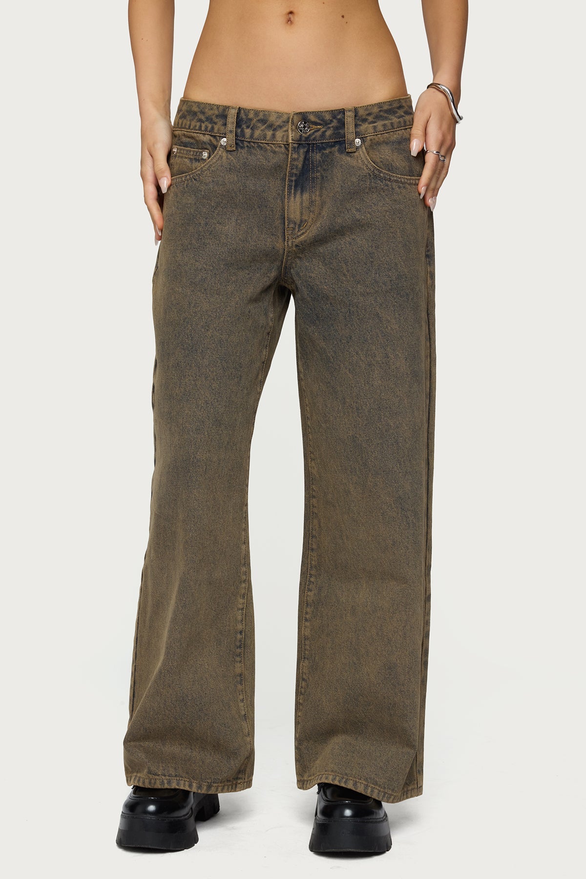 Petite Zahra Mud Wash Low Rise Jeans
