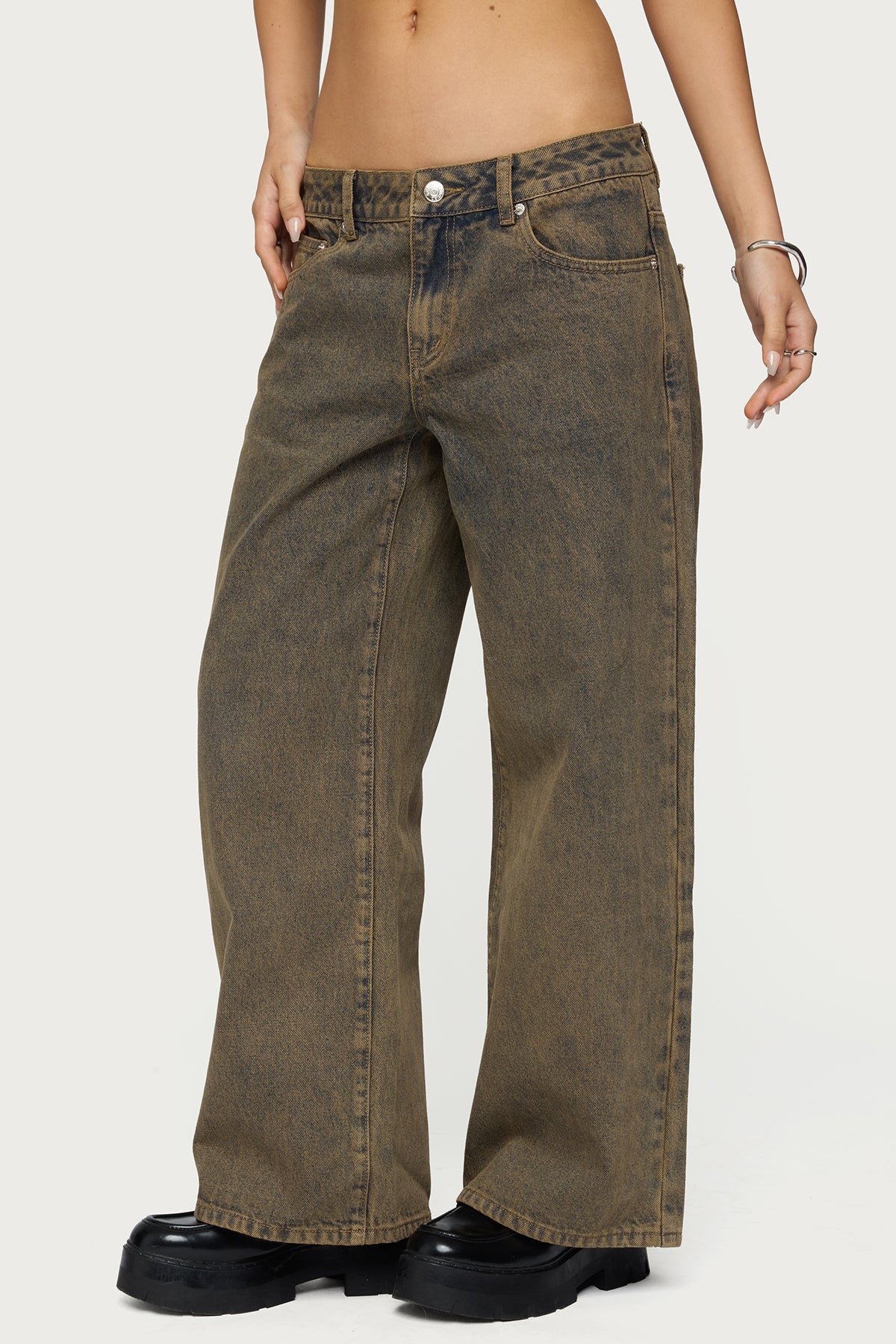 Petite Zahra Mud Wash Low Rise Jeans