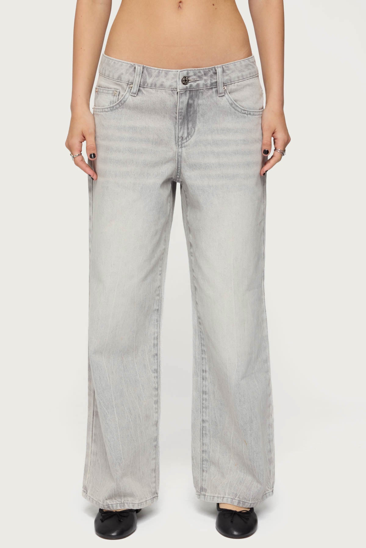 Petite Magda Low Rise Acid Wash Jeans