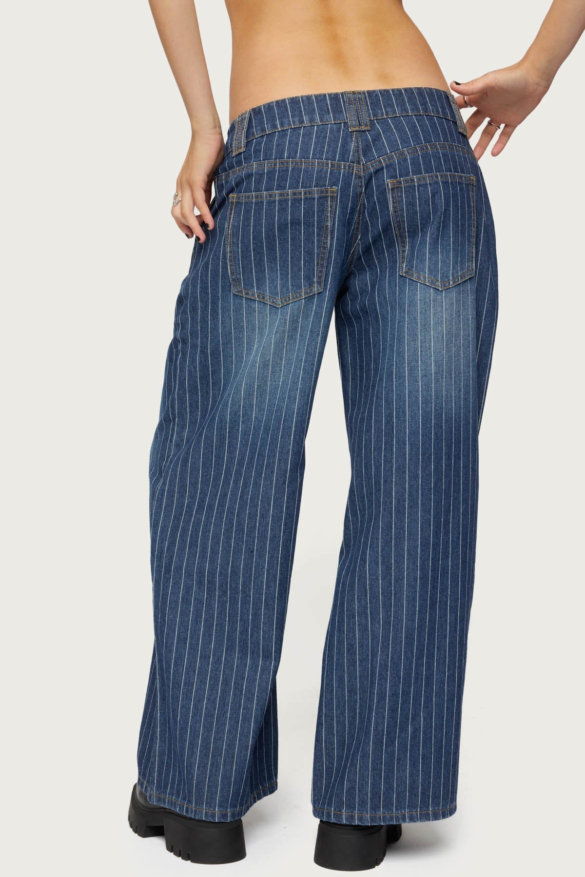 Petite Cory Striped Low Rise Jeans