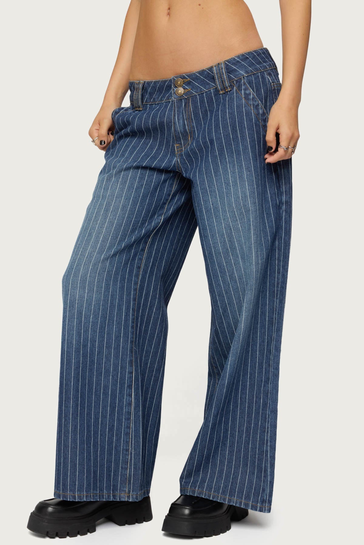 Petite Cory Striped Low Rise Jeans