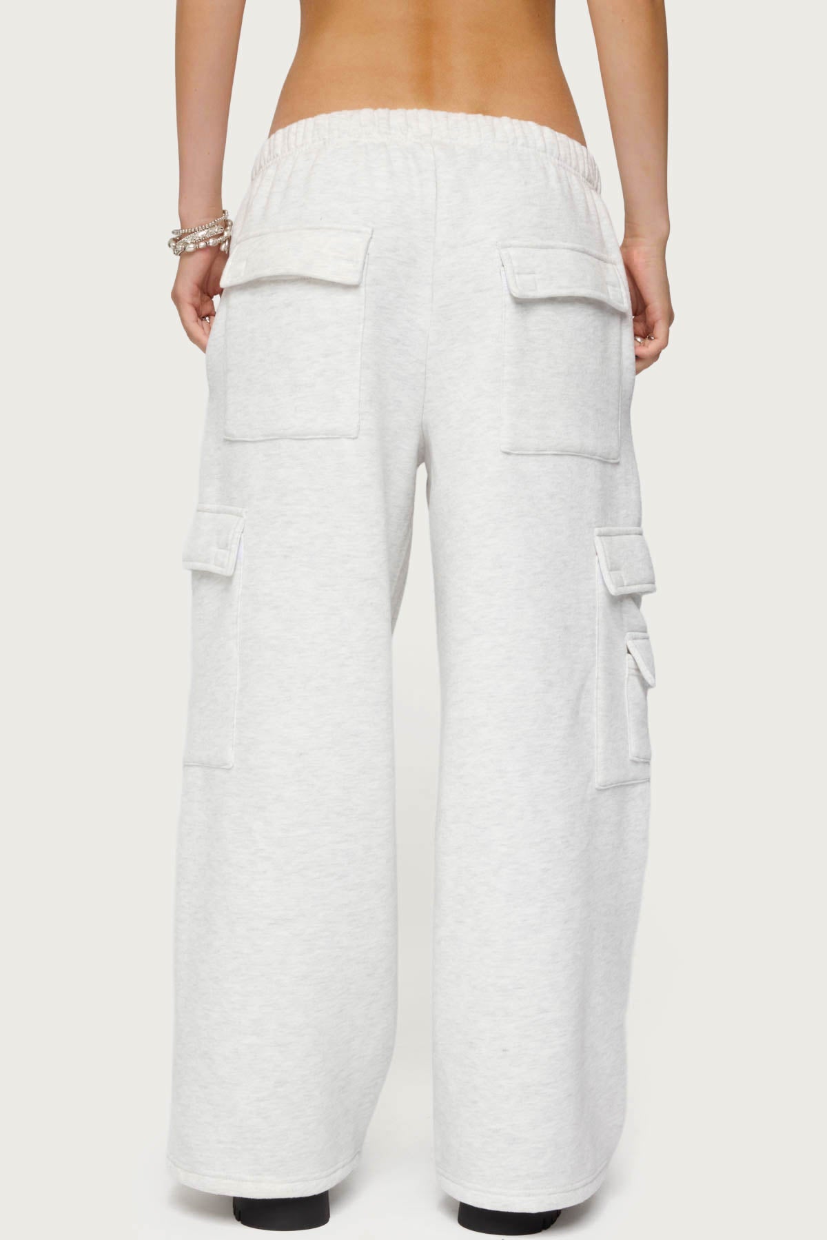 Petite Wide Leg Cargo Sweatpants
