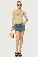 Yarah Keyhole Textured Ribbed Tank Top